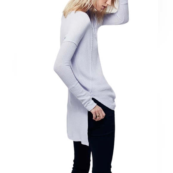 Free People Ventura thermal lavender long sleeves waffle knit top - Picture 7 of 13